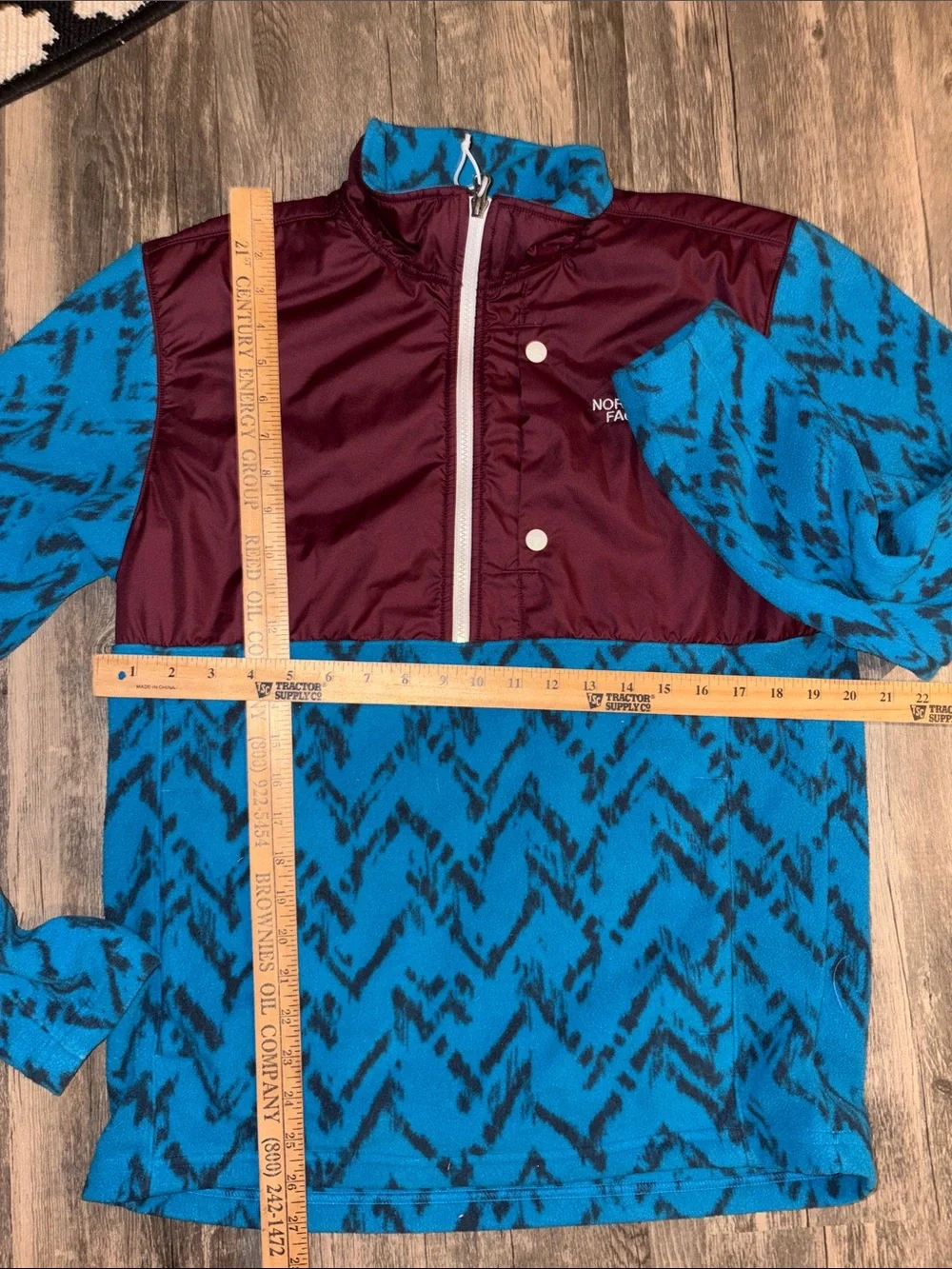 The North Face Sweater Men med 1/4 Zip Fleece Aztec Geo Novelty Blue Burgundy